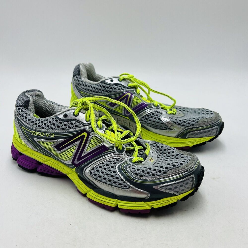 New Balance Women's 8 Running Shoes 860V3 W860YG3 Gray Purple Yellow